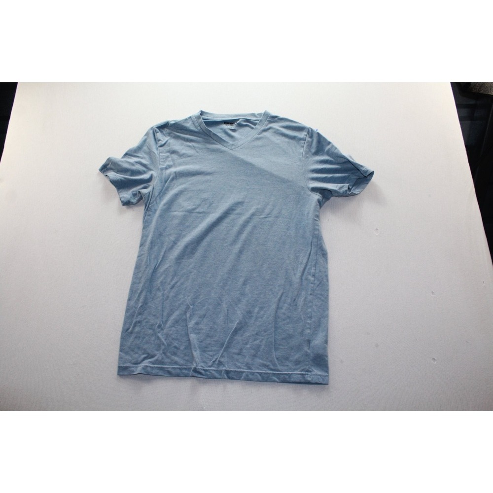 Express T-Shirt Flex Stretch Mens Medium Blue V-Neck Short Sleeve